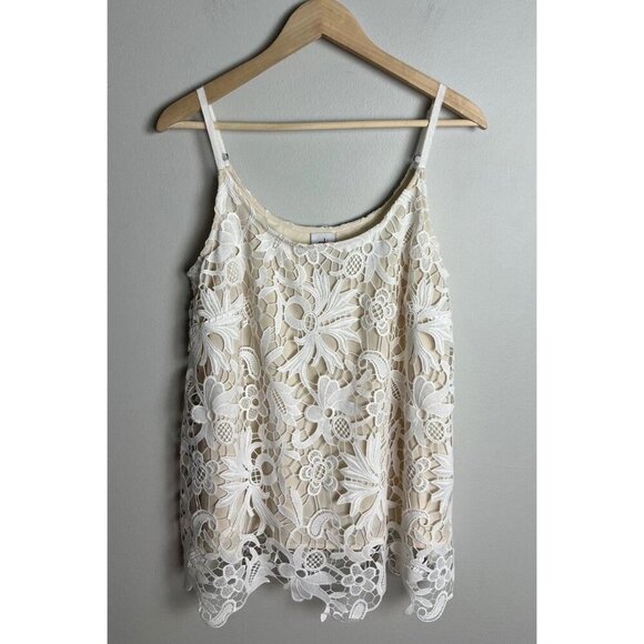 cabi Tops - Cabi Lace Overlay Cami Ivory Size Medium Lined Adjustable Style #5254 Women’s